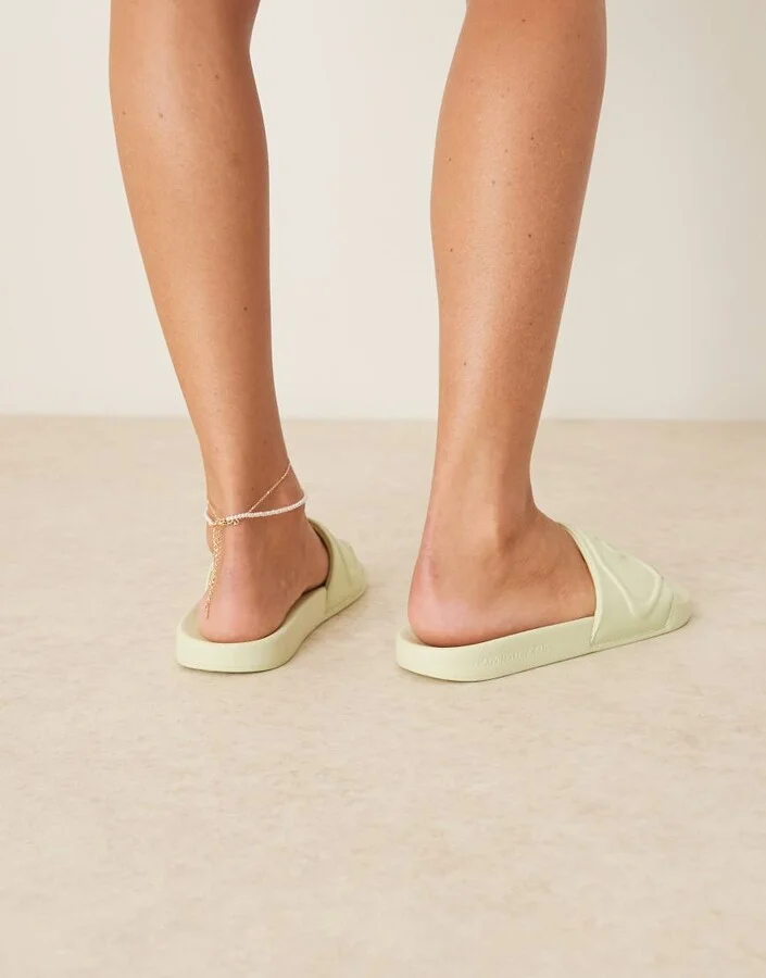 Calvin Klein Jeans logo puff slides in pastel green - Image 2