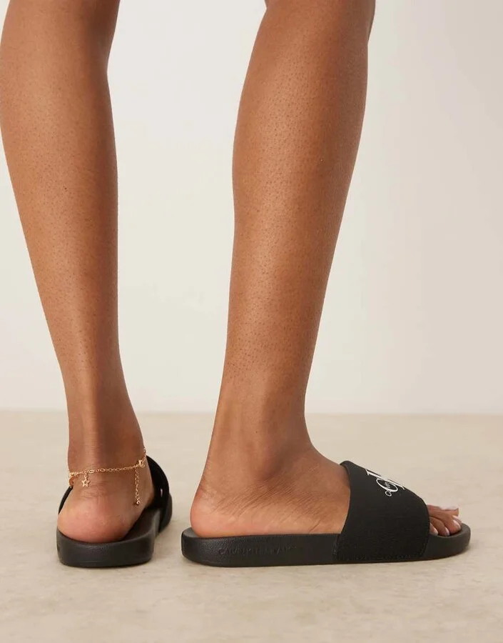 Calvin Klein Jeans monogram slides in black - Image 3