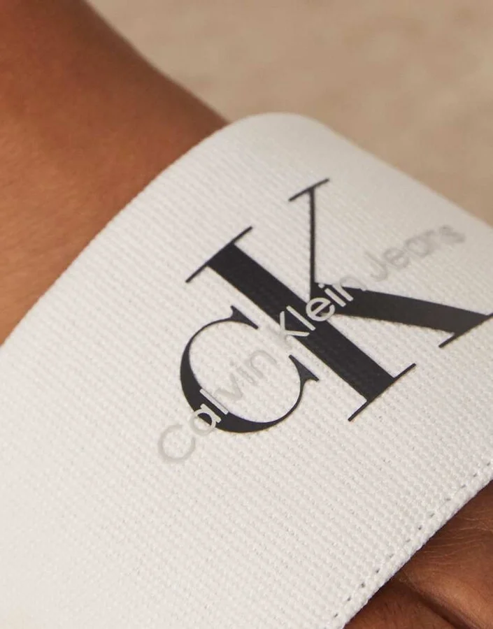 Calvin Klein Jeans monogram slides in white and black - Image 2