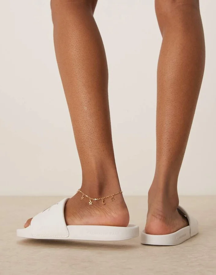 Calvin Klein Jeans monogram slides in white and black - Image 3