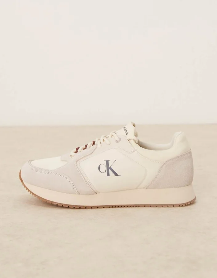 Calvin Klein Jeans running sneakers in beige with gum sole - Image 2