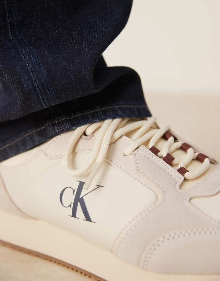 Calvin Klein Jeans running sneakers in beige with gum sole - Image 4