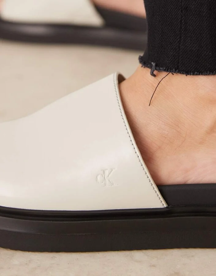 Calvin Klein Jeans slide sandals in white - Image 2
