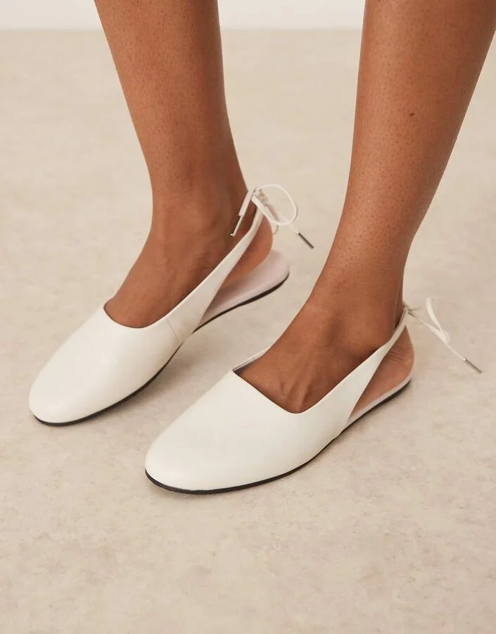 Calvin Klein Jeans sling back ballerina shoes in white - Image 3