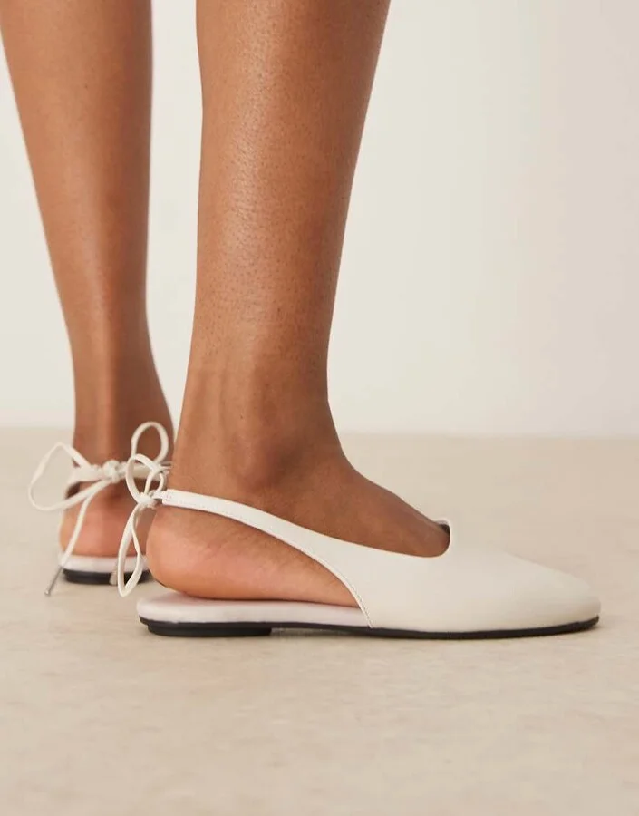 Calvin Klein Jeans sling back ballerina shoes in white - Image 4