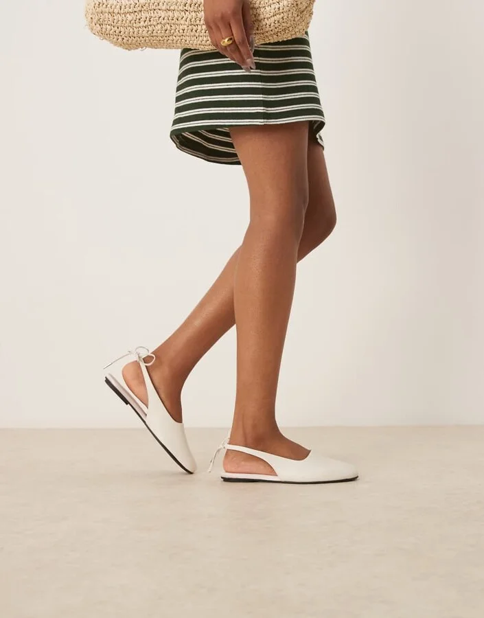 Calvin Klein Jeans sling back ballerina shoes in white