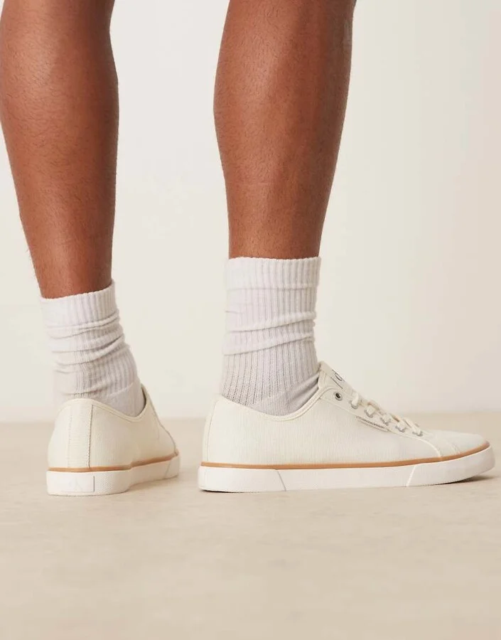 Calvin Klein Jeans vulc canvas sneakers in off white - Image 2