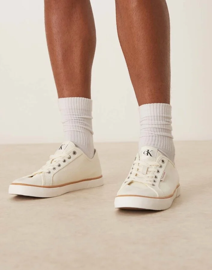 Calvin Klein Jeans vulc canvas sneakers in off white