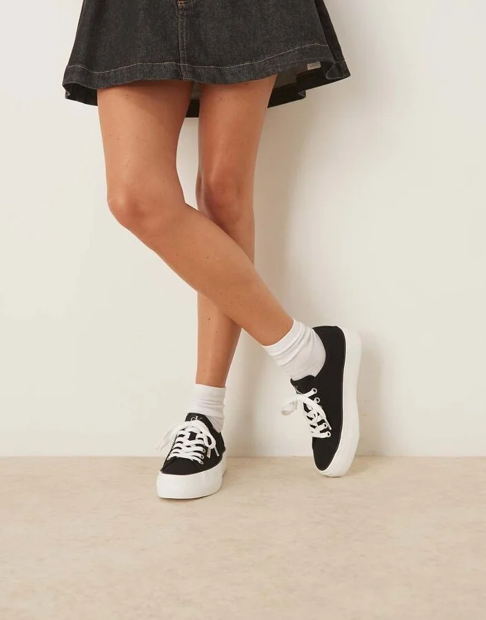 Calvin Klein Jeans vulc flatform canvas sneakers in black