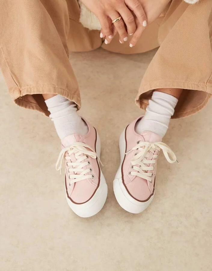 Calvin Klein Jeans vulc flatform canvas sneakers in pink