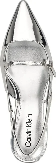 Calvin Klein Kallien High Women's Heels Silver Mirror Metallic : 8.5 M, Leather - Image 2
