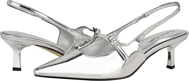 Calvin Klein Kallien High Women's Heels Silver Mirror Metallic : 8.5 M, Leather