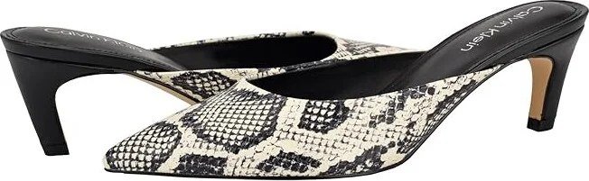 Calvin Klein Kalyn High Women's Heels White/Black Snake : 11 M, Leather/Synthetic