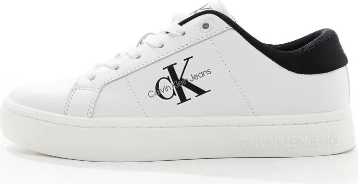 Calvin Klein leather sneakers in white and black - Image 2