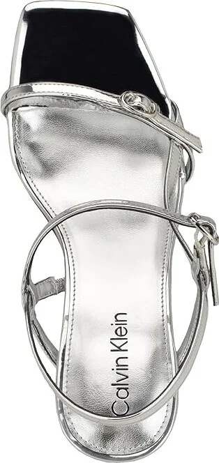 Calvin Klein Linella Women's Sandals Silver Mirror Metallic : 6 M, Leather - Image 2
