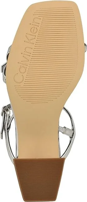 Calvin Klein Linella Women's Sandals Silver Mirror Metallic : 6 M, Leather - Image 3