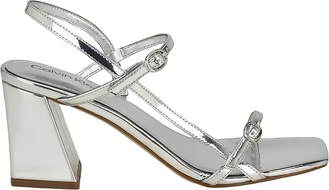 Calvin Klein Linella Women's Sandals Silver Mirror Metallic : 6 M, Leather - Image 5