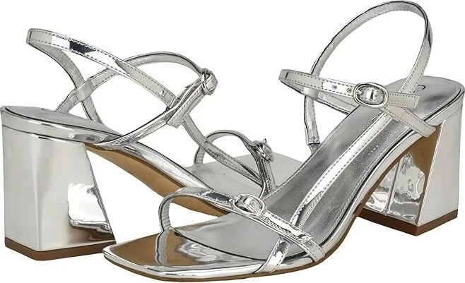 Calvin Klein Linella Women's Sandals Silver Mirror Metallic : 6 M, Leather
