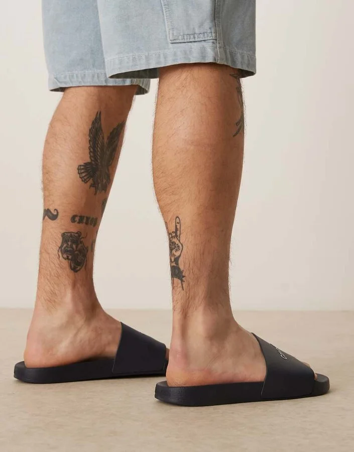 Calvin Klein logo slides in navy - Image 2