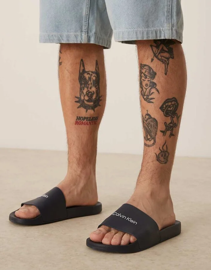 Calvin Klein logo slides in navy - Image 4