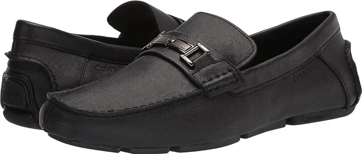 Calvin Klein Magnus Men's Shoes Black/Black/Weave Emboss Action : 7 M, Leather