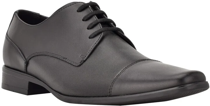 Calvin Klein Men's Bram Lace Up Cap-Toe Leather Dress Shoes
