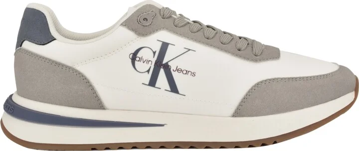 Calvin Klein Men's Phino Lace-Up Casual Sneakers - Light Grey/White/Blue - Image 2