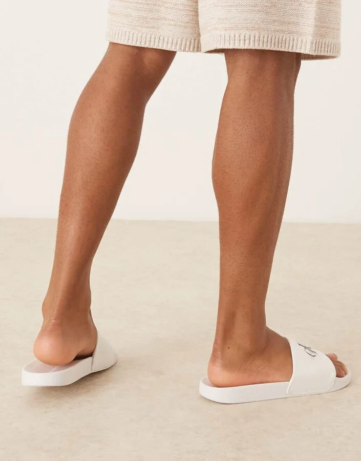 Calvin Klein monogram slides in white and black - Image 4