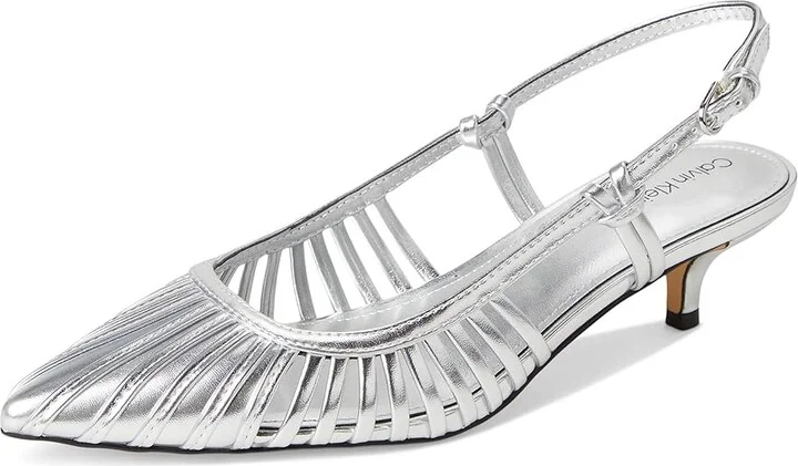 Calvin Klein Movella High Women's Heels Silver : 6 M, Leather - Image 5