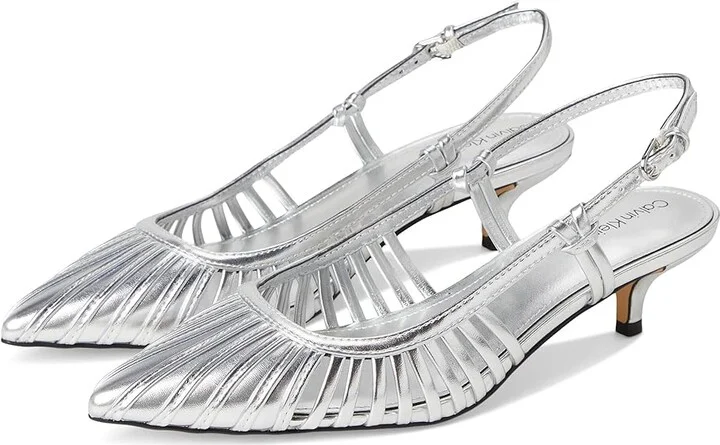 Calvin Klein Movella High Women's Heels Silver : 6 M, Leather
