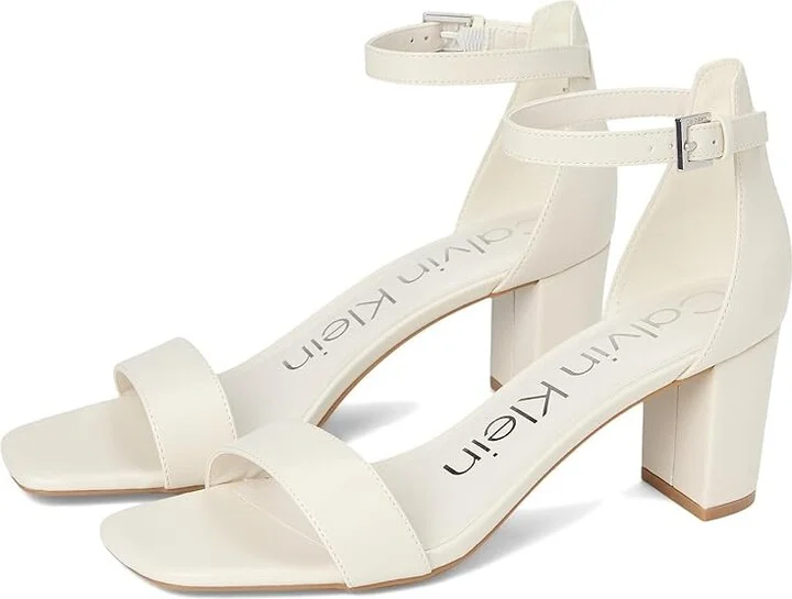 Calvin Klein Nolene Women's Sandals Ivory : 7.5 M, Faux Leather