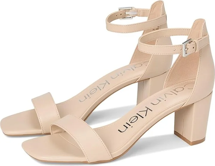 Calvin Klein Nolene Women's Sandals Light Natural : 8 M, Faux Leather