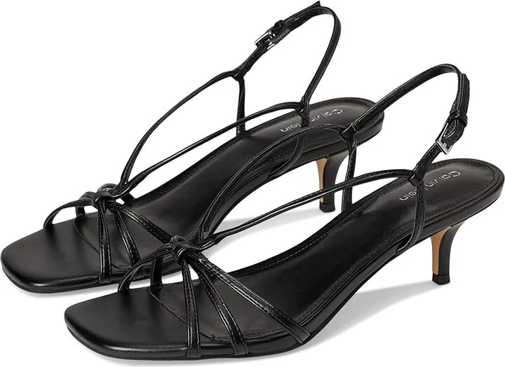 Calvin Klein Poeta Women's Sandals Black : 6 M, Faux Leather