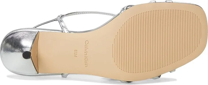 Calvin Klein Poeta Women's Sandals Silver : 6 M, Faux Leather - Image 3