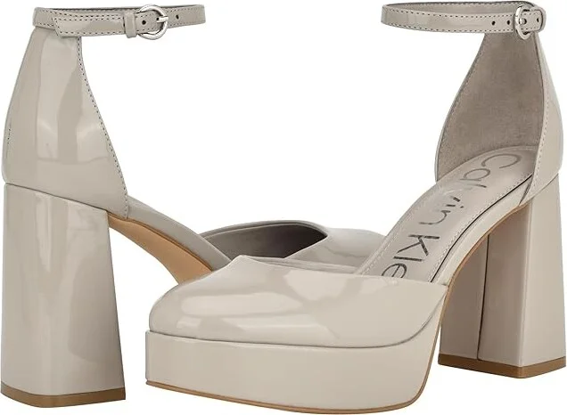 Calvin Klein Sabin High Women's Heels Light Grey Patent : 5.5 M, Leather/Suede/Synthetic