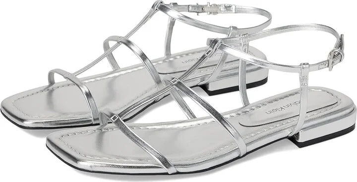 Calvin Klein Sallia Women's Sandals Silver : 6.5 M, Faux Leather