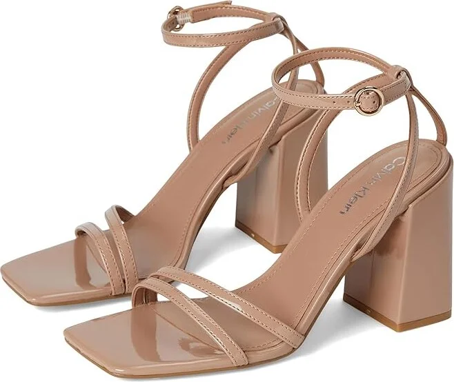 Calvin Klein Sassa Women's Sandals Light Natural Patent : 9.5 M, Leather