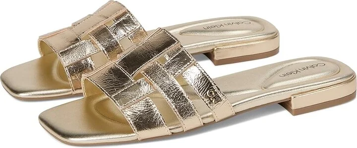Calvin Klein Tessie Women's Sandals Gold Leather : 9 M