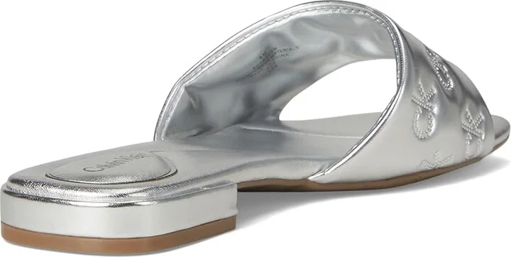 Calvin Klein Traven Women's Sandals Silver Metallic Leather : 7.5 M - Image 4