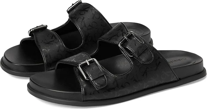 Calvin Klein Vibe Women's Sandals Black Saffiano Logo : 9 M, Synthetic