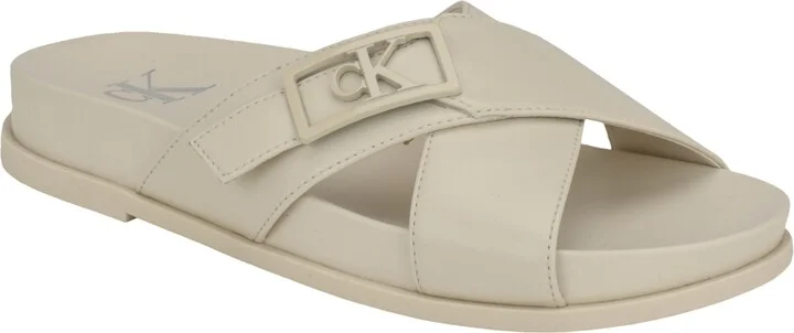 Calvin Klein Women's Eandria Criss-Cross Flat Casual Sandals