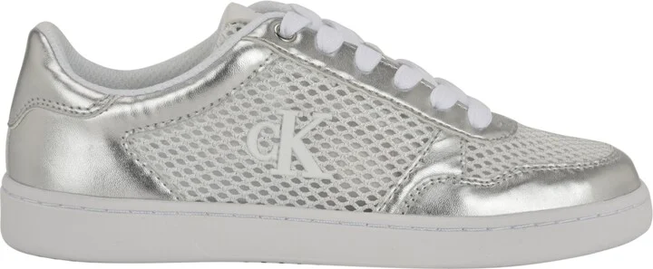 Calvin Klein Women's Heyra Logo Lace-Up Sneakers - Light Gray/White - Image 10