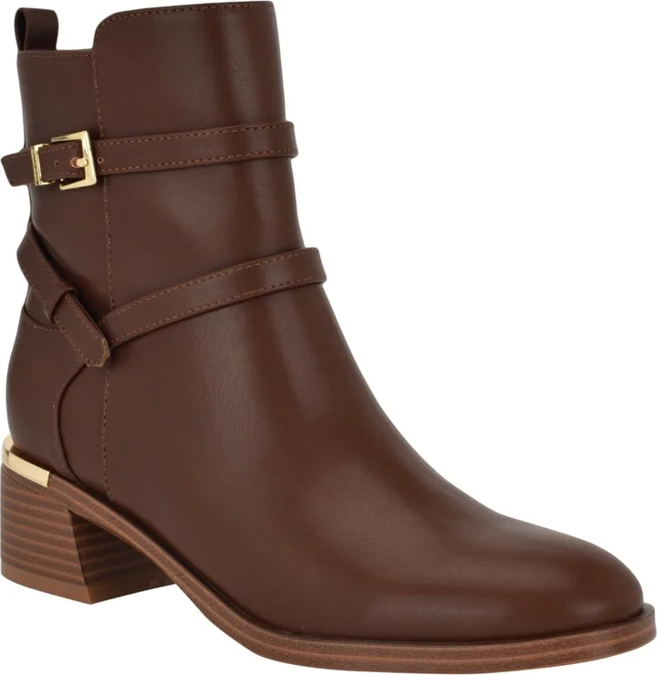 Calvin Klein Women's Jasen Buckle Strap Block Heel Booties