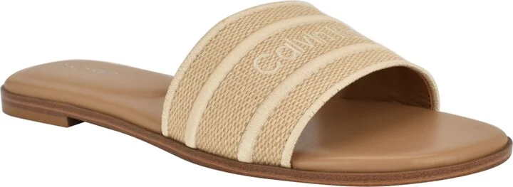 Calvin Klein Women's Kendell Flat Slip-On Sandals - Natural/Cream