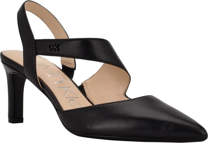 Calvin Klein Women's Larin Pointed Toe Slingback Asymmetrical Strap Pumps
