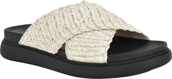 Calvin Klein Women's Pacen Woven Crisscross Flat Sandals