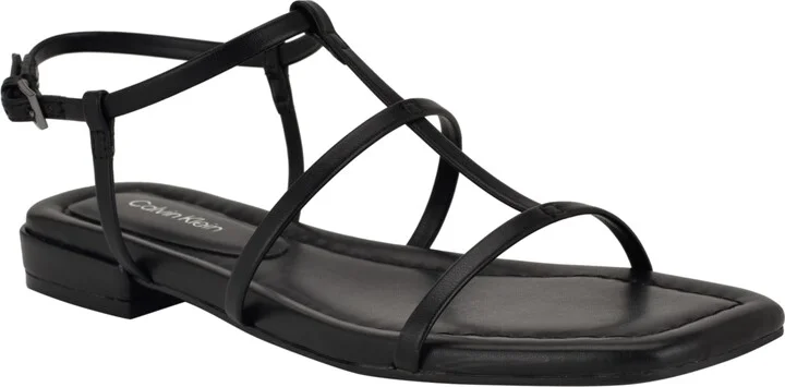 Calvin Klein Women's Sallia Strappy Caged Flat Sandals