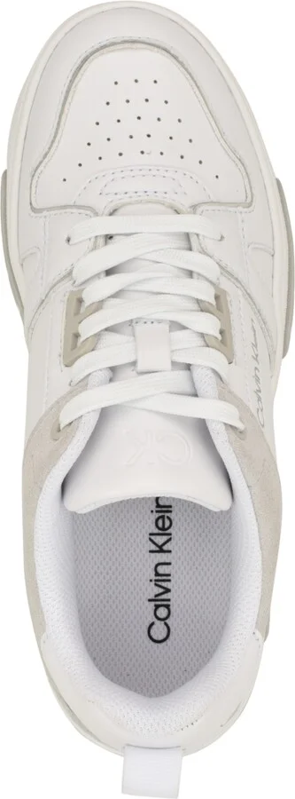 Calvin Klein Women's Stellha Lace-Up Round Toe Casual Sneakers - White, Gray- Manmade - Image 4