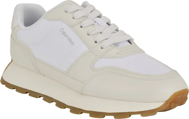 Calvin Klein Women's Tulay Lace-Up Sneakers - White/Beige