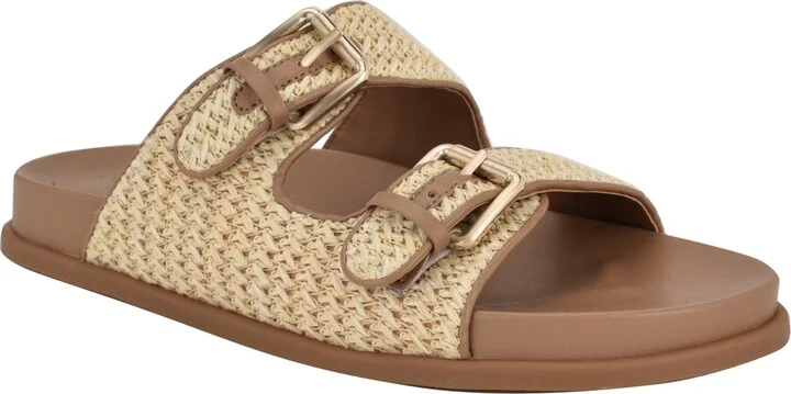 Calvin Klein Women's Vibe Double Band Slip-On Flat Sandals